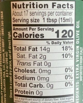 Olive oil extra virgin nutrition facts table