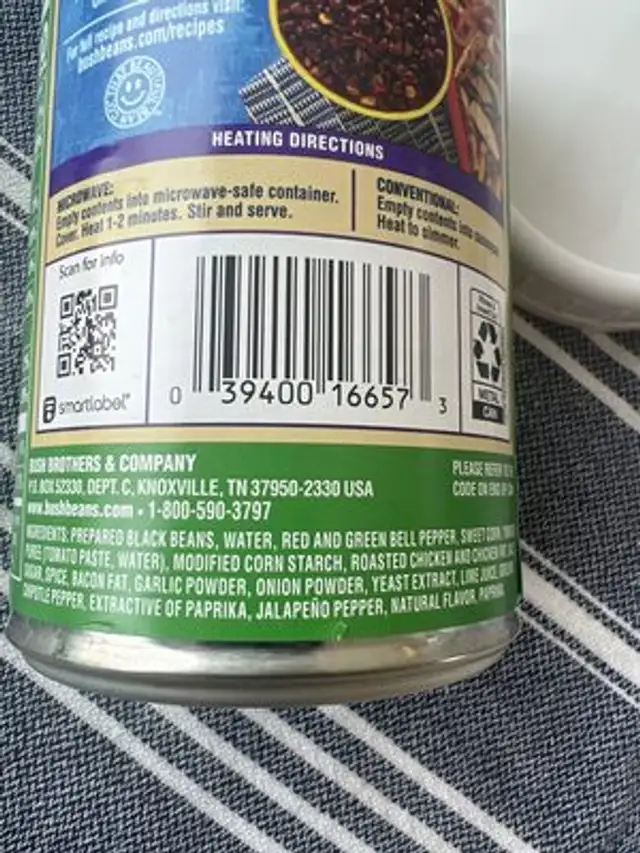 Bush’s taco fiesta black beans ingredients label