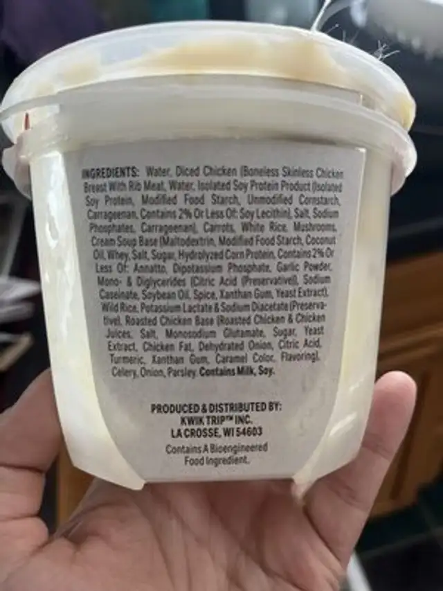 Chicken White & Wild Rice Soup ingredients label