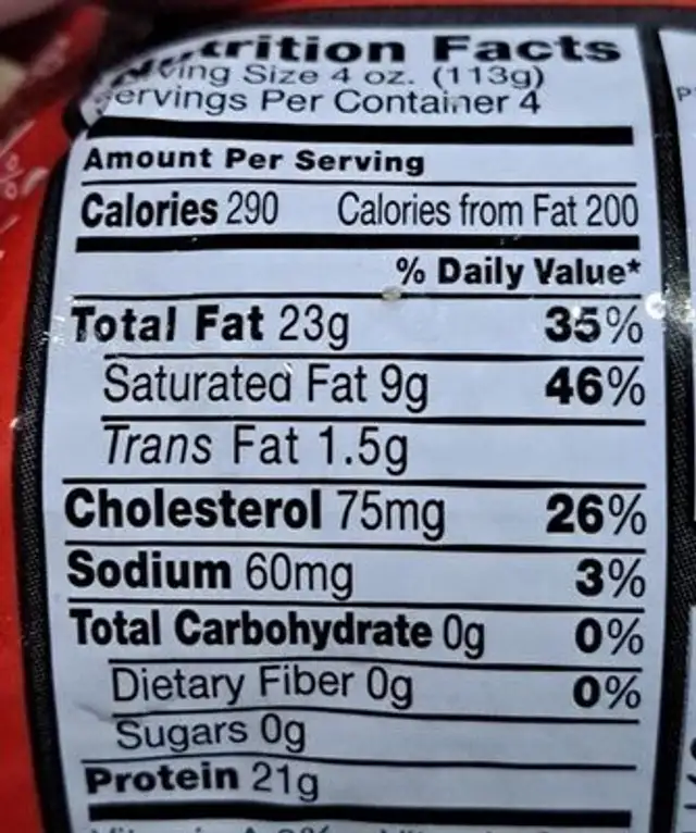 All natural ground beef nutrition facts table