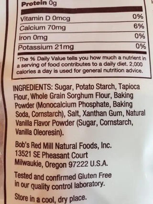 Vanilla yellow cake mix ingredients label