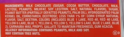 M&Ms Red White & Blue ingredients label