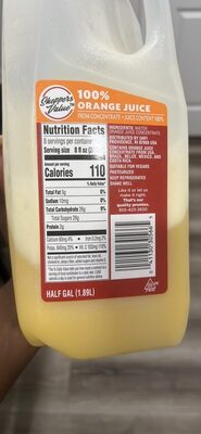 100% ORANGE JUICE front packaging