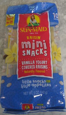 Vanilla yogurt raisins mini-snacks