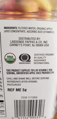 100% Apple Juice ingredients label