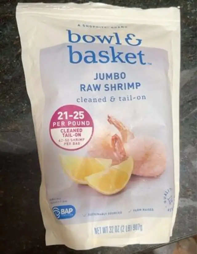 Jumbo raw shrimp front packaging