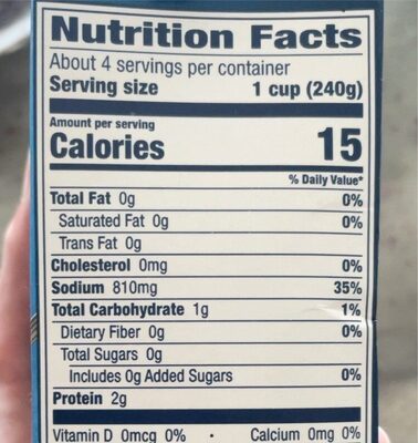 Beef Broth Classic nutrition facts table