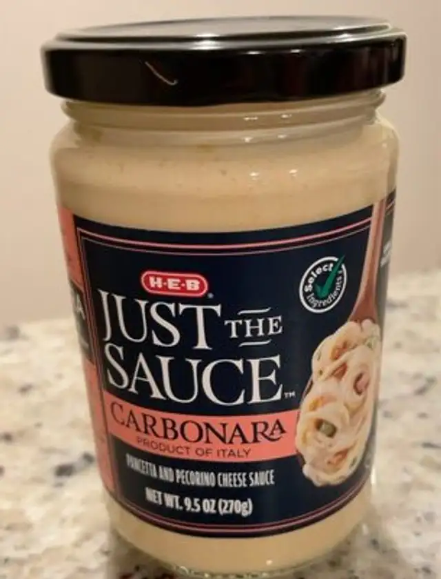 Just the sauce carbonara front packaging