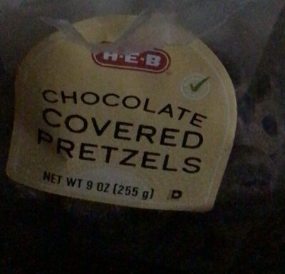 Chocolate covered pretzels front packaging