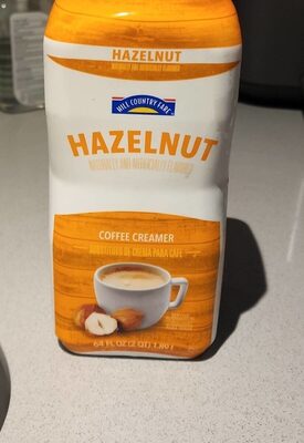 Hazelnut coffee creamer front packaging