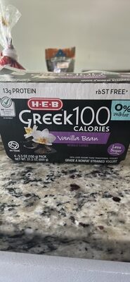 Greek 100 Calories Vanilla Bean Grade A Nonfat Strained Yogurt front packaging