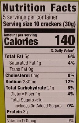 Puglia Flats olive oil and sea salt nutrition facts table