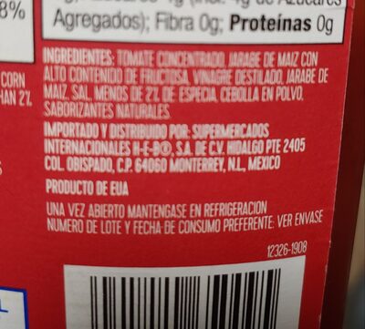 Ketchup ingredients label