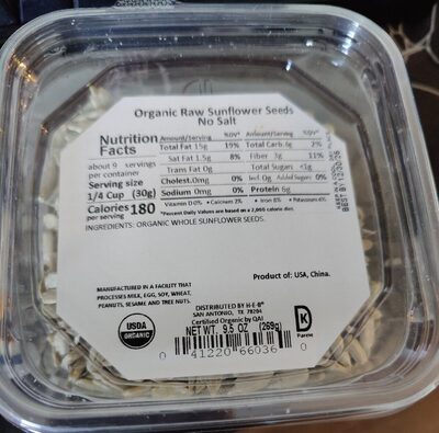 Organic raw sunglower seeds no salt