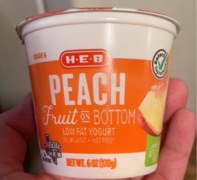 HEB peach fruit on bottom yogurt