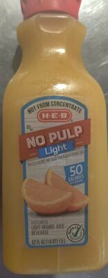 Heb orange juice no pulp light front packaging