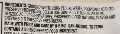 Corn tortillas white ingredients label