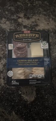 GENOA SALAMI on FRESH ASIAGO CHEESE with CROCCANTINI CRACKERS