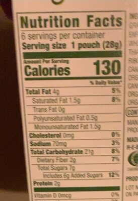 Whole grain animal crackers nutrition facts table