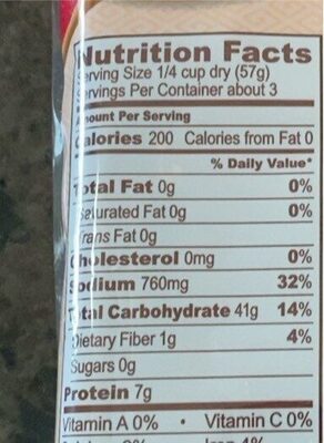 Chuka Soba Noodles nutrition facts table