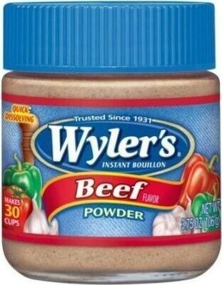 Instant beef bouillon powder jars front packaging