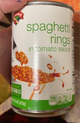 Spaghetti rings in tomato sauce