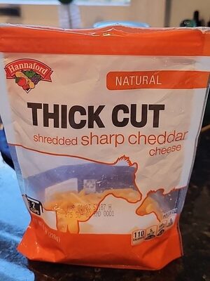 Shredded sharp cheddar cheese front packaging