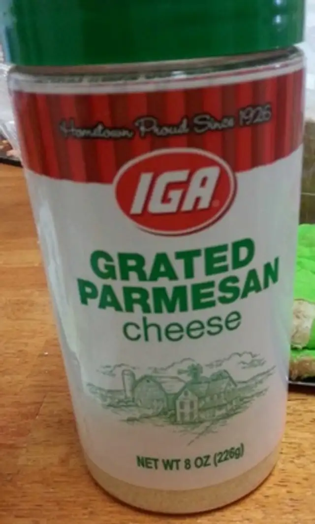 Grated Parmesan cheese front packaging