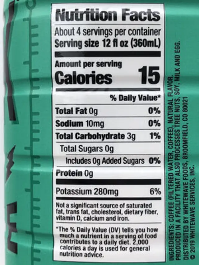 Cold Brew Coffee ingredients label