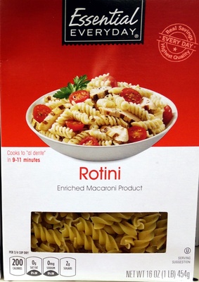 Rotini, enriched macaroni product