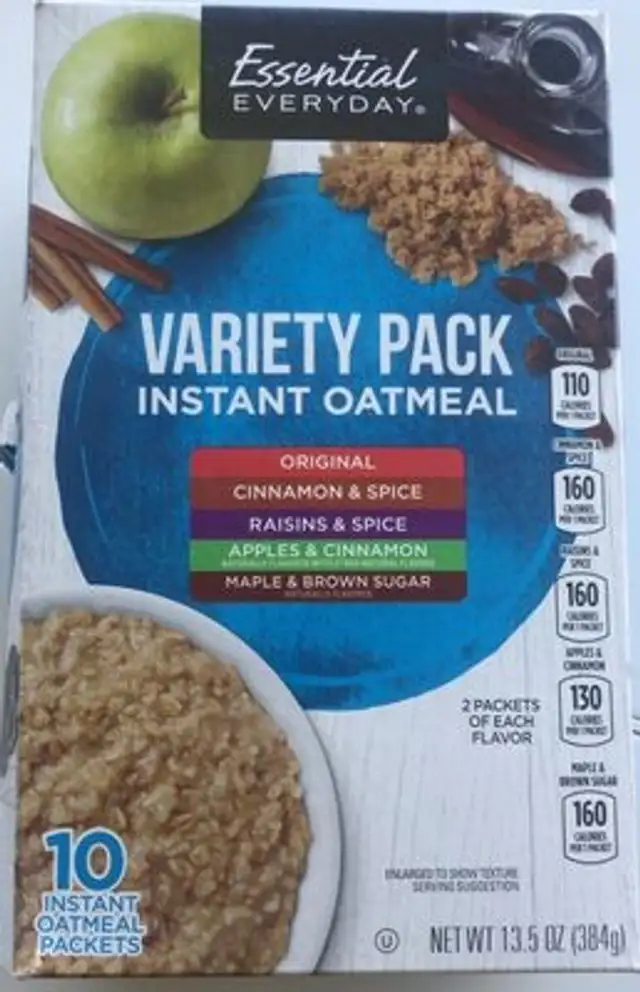 Variety pack instant oatmeal front packaging