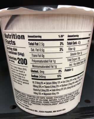 Maple & brown sugar nutrition facts table