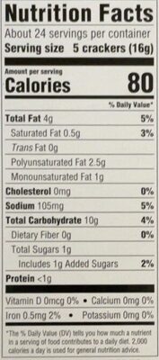 Original Snack Crackers nutrition facts table