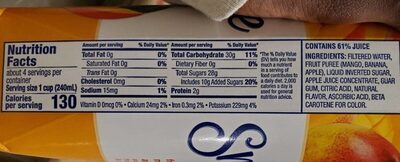 Smoothies mango nutrition facts table