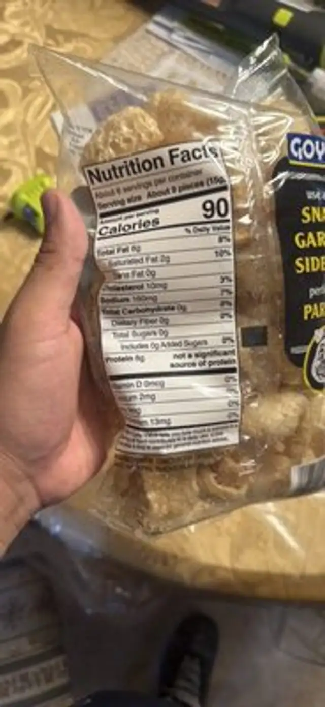 Cicharrones Fried Pork Rinds nutrition facts table
