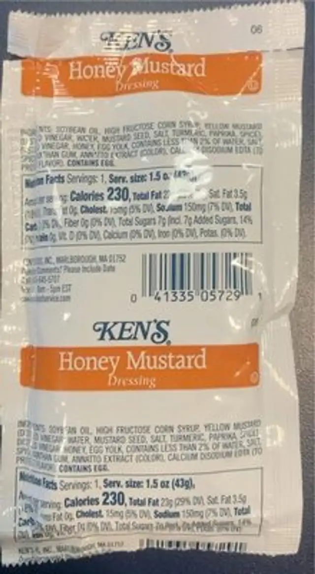 Honey Mustard Dressing nutrition facts table