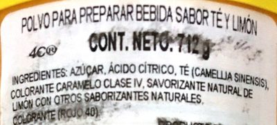 Iced Tea Mix ingredients label