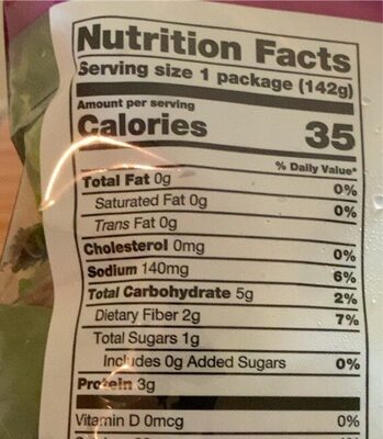 Spring Mix Saland Blend nutrition facts table