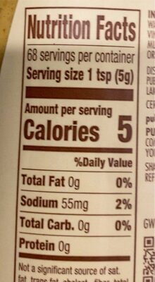 Spicy Brown Mustard nutrition facts table