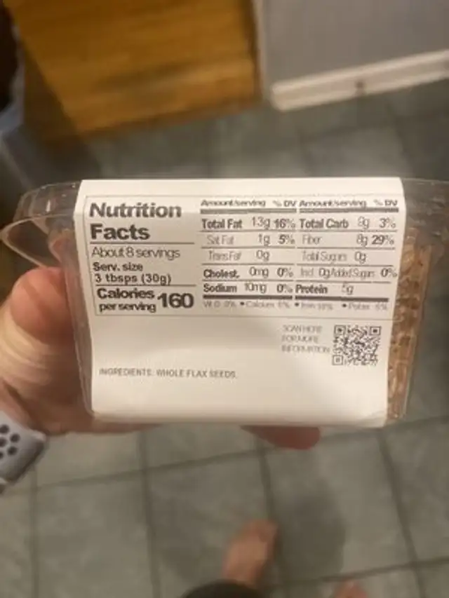 whole flax seeds nutrition facts table