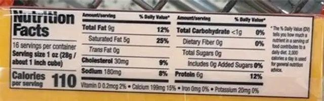 publix sharp cheddar nutrition facts table
