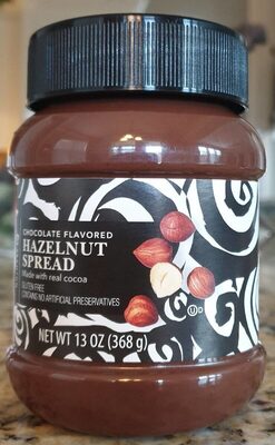 Chocolate flavored hazelnut spread front packaging