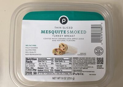 Thin sliced mesquite smoked turkey breast