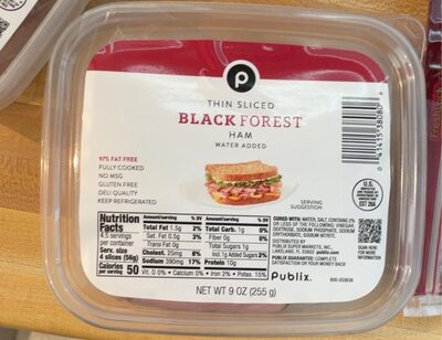 Black forest ham front packaging