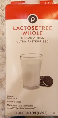 Lactosefree Whole Grade A Milk front packaging