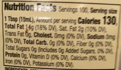 Olive Oil nutrition facts table