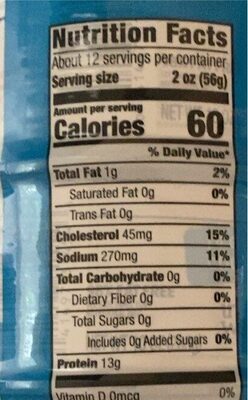 Chicken Breast in Water nutrition facts table