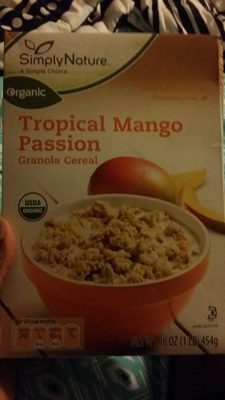 Tropical mango passion granola cereal, tropical mango passion