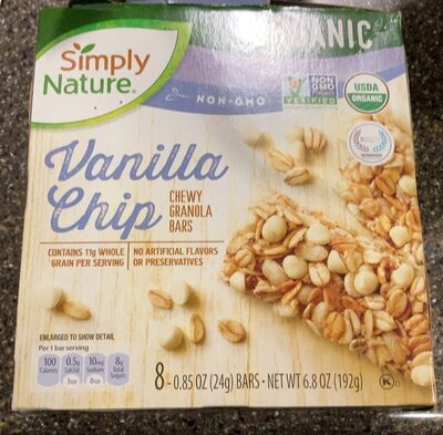 Organic vanilla chip chewy granola bars