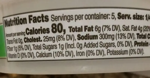 Original crumbled feta cheese nutrition facts table
